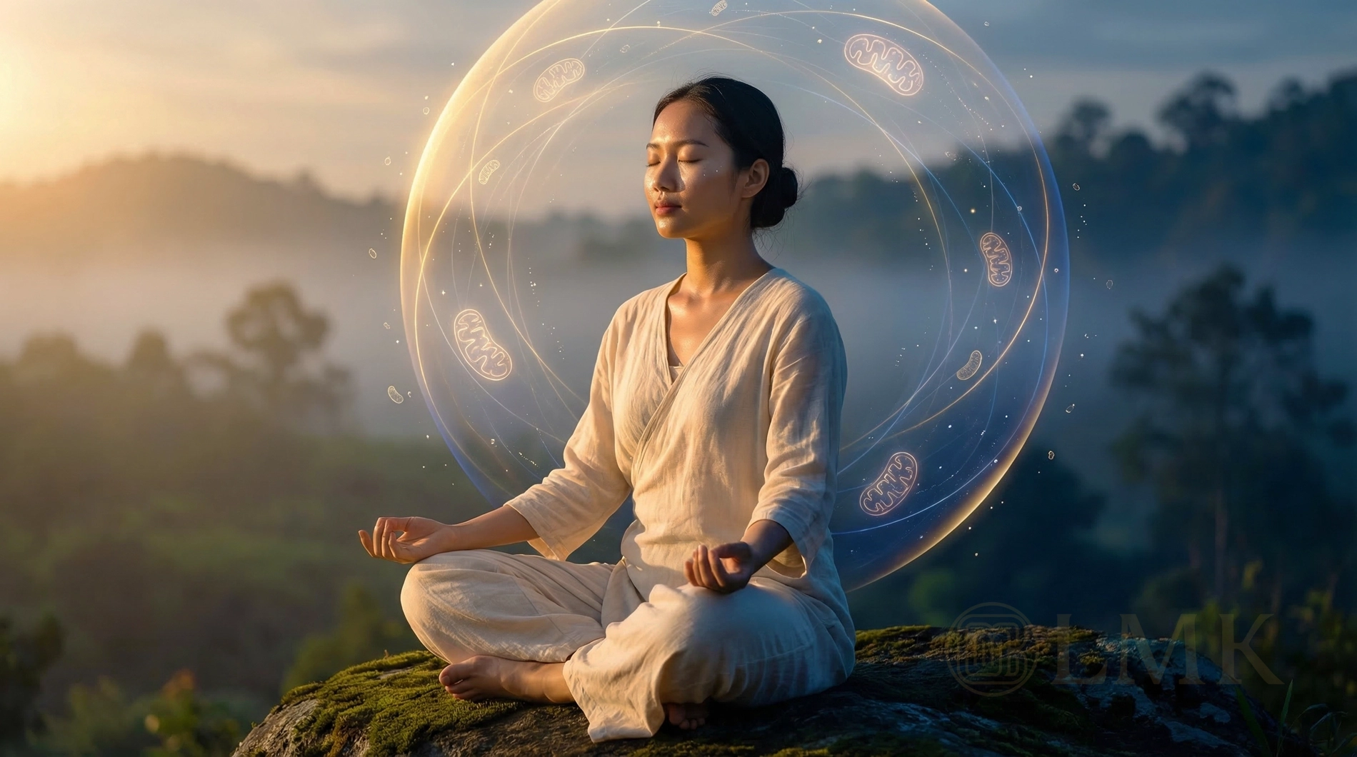 Sơ đồ nhịp sinh học Circadian Health và tác động của ánh sáng đến tế bào ti thể.